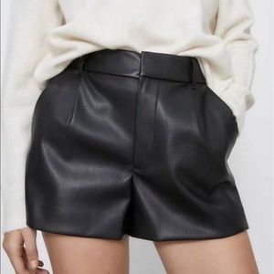 Zara black faux leather shorts